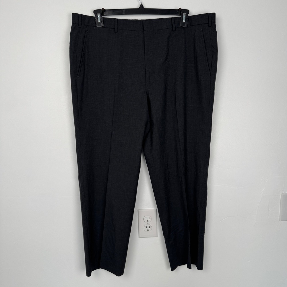Brooks Brothers Mens 42x28 Charcoal Gray 100% Wool Flat Front Dress Pants USA